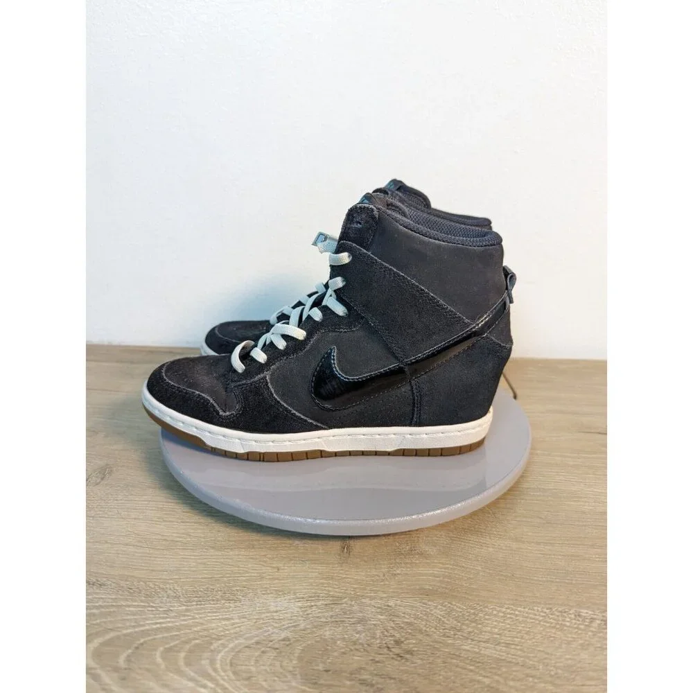 Nike Dunk Sky Hi Essential Hidden Wedge Heel 644877-400 Denim Blue Gum High 6.5 - Picture 6 of 11